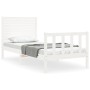 Estructura de cama con cabecero madera maciza blanco