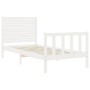 Estructura de cama con cabecero madera maciza blanco