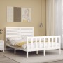 Estructura de cama sin colchón madera de pino blanca 140x190 cm