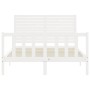 Estructura de cama sin colchón madera de pino blanca 140x190 cm