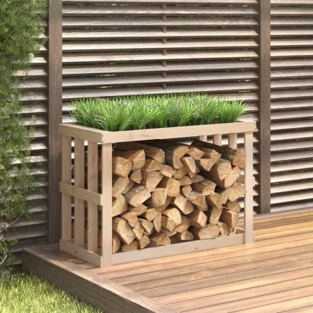 Outdoor firewood holder solid pine wood 108x52x74 cm by vidaXL, Firewood bags and holders - Ref: Foro24-822631, Price: 63,45 ...