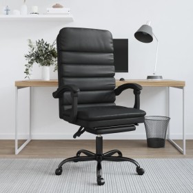 Silla de oficina reclinable masaje cuero sintético negro