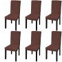 Funda para silla elástica recta 6 unidades marrón
