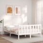 Estructura de cama sin colchón madera de pino blanca 140x200 cm