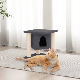 Rascador para gatos con postes de sisal gris oscuro 37 cm