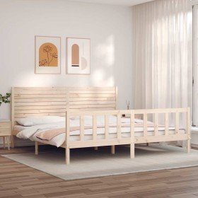 Estructura de cama sin colchón madera maciza de pino 200x200 cm Estructura de cama sin colchón madera maciza de pino 200x200 cm