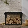 Solid black pine wood firewood rack 108x64.5x77 cm by vidaXL, Accessories for bags and firewood holders - Ref: Foro24-822436,...
