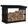 Leñero de madera maciza de pino negro 108x64,5x77 cm