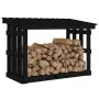 Solid black pine wood firewood rack 108x64.5x77 cm by vidaXL, Accessories for bags and firewood holders - Ref: Foro24-822436,...