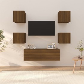 Wandmöbel-Spiel für Fernseher-Kontraschaped Braun von vidaXL, TV-Möbel - Ref: Foro24-3120304, Preis: 127,06 €, Rabatt: %