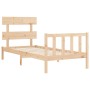 Estructura de cama individual con cabecero madera maciza