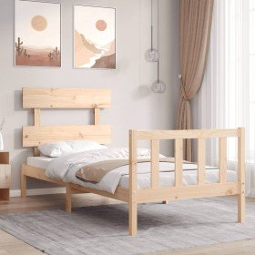 Estructura de cama con cabecero madera maciza Estructura de cama con cabecero madera maciza