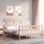 Estructura de cama de matrimonio con cabecero madera maciza