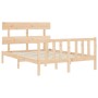 Estructura de cama de matrimonio con cabecero madera maciza