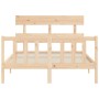 Estructura de cama de matrimonio con cabecero madera maciza