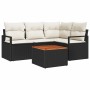 Conjunto de sofá de jardín con cojín 5 pcs Negro Poliratán