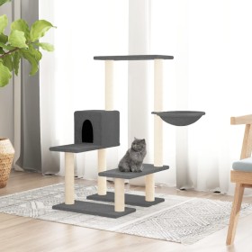 Rascador para gatos con postes de sisal gris oscuro 94,5 cm