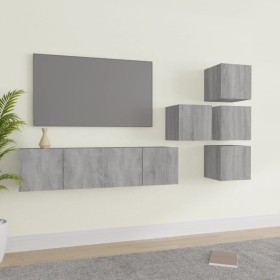 Set de muebles para TV 6 pzas madera contrachapada gris Sonoma