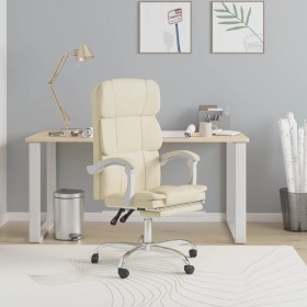 Silla de oficina reclinable cuero sintético crema