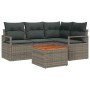 Conjunto de sofá de jardín con cojín 5 pcs Gris Poliratán
