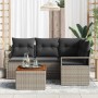 Conjunto de sofá de jardín con cojín 5 pcs Gris Poliratán