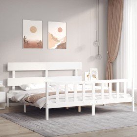 Estructura de cama sin colchón madera maciza blanca 200x200 cm Estructura de cama sin colchón madera maciza blanca 200x200 cm