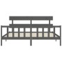 Estructura de cama con cabecero madera maciza gris 200x200 cm