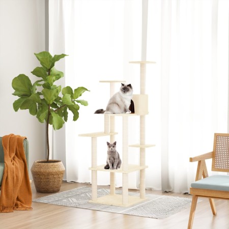 Katzenkratzbaum mit cremefarbenen Sisalstämmen, 153 cm von vidaXL, Katzenmöbel - Ref: Foro24-171636, Preis: 56,04 €, Rabatt: %