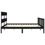 Estructura de cama con cabecero madera maciza negro 200x200 cm
