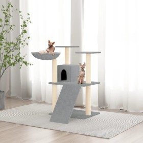 Rascador para gatos con postes de sisal gris claro 83 cm
