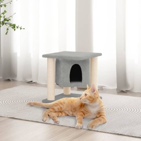 Rascador para gatos con postes de sisal gris claro 37 cm