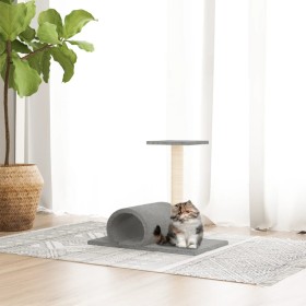 Poste rascador para gatos con túnel gris claro 60x34,5x50 cm