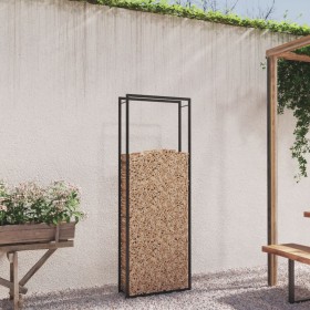 Holzhalter aus mattschwarzem Stahl 80x28x222 cm von vidaXL, Brennholztaschen und -halter - Ref: Foro24-350309, Preis: 54,61 €...