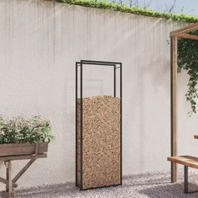 Matte black steel firewood rack 80x28x222 cm by vidaXL, Firewood bags and holders - Ref: Foro24-350309, Price: 54,63 €, Disco...