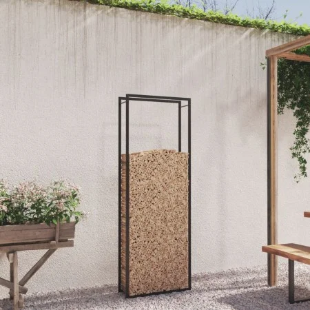 Holzhalter aus mattschwarzem Stahl 80x28x222 cm von vidaXL, Brennholztaschen und -halter - Ref: Foro24-350309, Preis: 55,71 €...