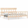 Estructura de cama de matrimonio con cabecero madera maciza