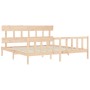 Estructura de cama de matrimonio con cabecero madera maciza