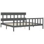 Estructura de cama con cabecero madera maciza gris 200x200cm