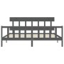 Estructura de cama con cabecero madera maciza gris 200x200cm