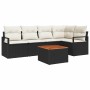 Conjunto de sofá de jardín con cojín 6 pcs Negro Poliratán