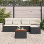 Conjunto de sofá de jardín con cojín 6 pcs Negro Poliratán