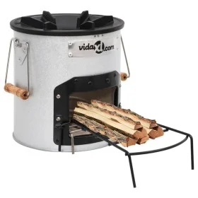Hornillo de leña para camping acero plateado 45x25x26 cm de vidaXL, Chimeneas - Ref: Foro24-319438, Precio: 80,78 €, Descuent...