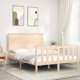 Estructura de cama sin colchón madera maciza de pino 140x190 cm