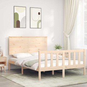 Estructura de cama sin colchón madera maciza de pino 140x190 cm Estructura de cama sin colchón madera maciza de pino 140x190 cm