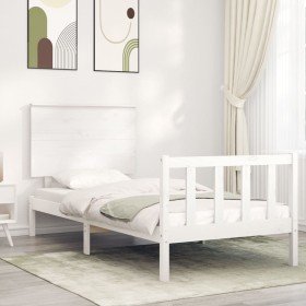Estructura de cama sin colchón madera de pino blanca 90x200 cm Estructura de cama sin colchón madera de pino blanca 90x200 cm