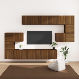 Set de muebles de TV 10 pzas madera contrachapada 