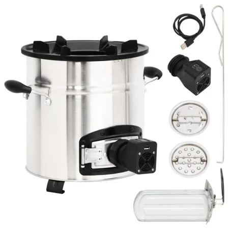 Cocina leña ventilador USB acero inoxidable plata 35,5x26x28 cm by vidaXL, Chimneys - Ref: Foro24-319443, Price: 134,59 €, Di...