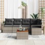 Conjunto de sofá de jardín con cojín 6 pcs Gris Poliratán