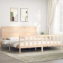 Estructura de cama de matrimonio con cabecero madera maciza
