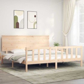 Estructura de cama sin colchón madera maciza de pino 200x200 cm Estructura de cama sin colchón madera maciza de pino 200x200 cm